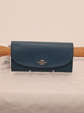 Coach Crossgrain Leather Slim Envelope Wallet In IM/Dark Teal